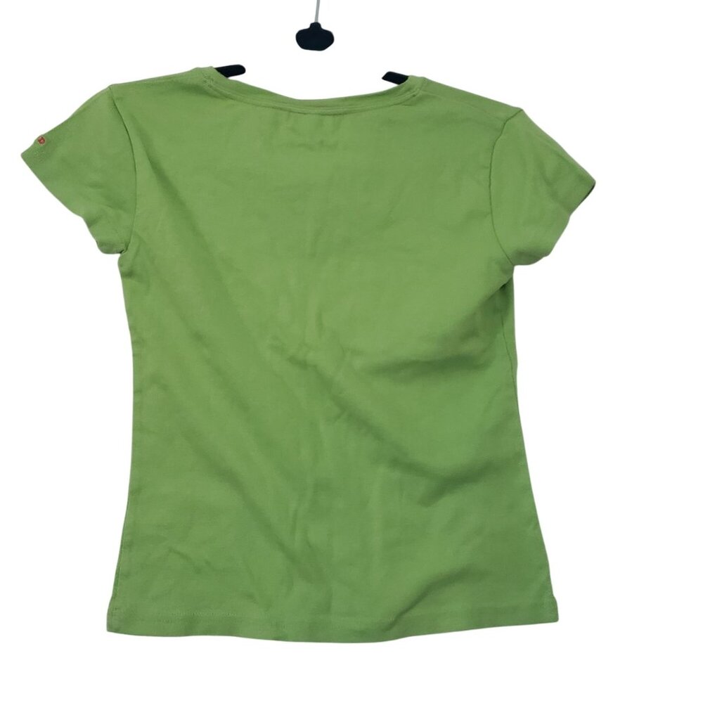 Vintage 90s Izod Womens Petite Green Floral Embroidered Short Sleeve‎ T-Shirt PM - Picture 2 of 7